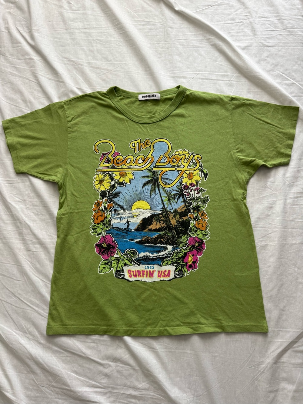 Daydreamer The Beach Boys Surfin USA Graphic Tee Green Size M Made in USA
